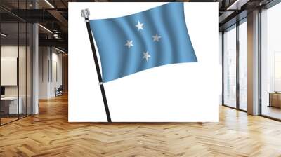 Micronesia flag , flag of Micronesia waving on flag pole, vector illustration EPS 10. Wall mural