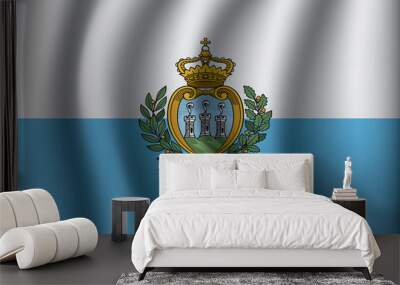 Waving Flag of San Marino. San Marino Icon vector illustration eps10. Wall mural