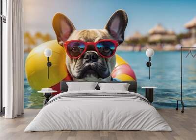 dog in sunglasses Wall mural