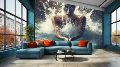 swimmer in swimming pool Wall mural