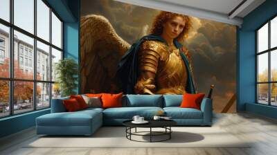 Archangel Gabriel, celestial messenger and defender, bearer of divine strength, singularly revered across judaism, christianity, and islam. Wall mural