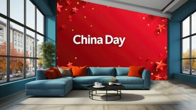 Celebrating freedom: China independence day, background design for posters, banners, and greeting cards, with text friendly copy space, capturing essence of national pride and joy of independence. Wall mural