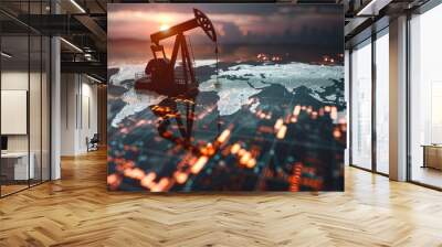 Crude market fluctuations: analyzing the dynamic shifts in oil prices per barrel. tracing the rise and fall patterns influencing global economic landscapes Wall mural