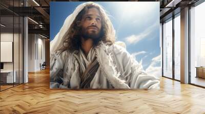 Divine presence: contemplating the life and teachings of Jesus Christ, the compassionate figure whose legacy resonates through time, embodying love, grace, and spiritual enlightenment. Wall mural