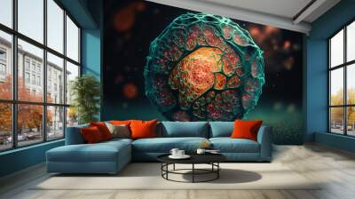 human cells, 3d, neural connections, Cellular Therapy. science background. Life and biology, medicine scientific, molecular research . High quality 3d illustration Wall mural