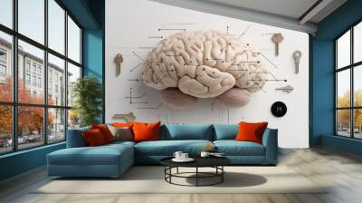 Neuroscientific approach: psychology and psychoanalysis, psychological processes, neuroscience in diagnosing and treating mental health conditions of the brain Wall mural