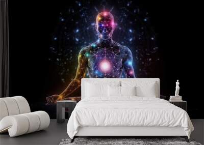 Pacifying spirituality Concept of meditation and spiritual practice, expanding of consciousness, chakras and astral body activation, mystical inspiration image, chakra human. Wall mural