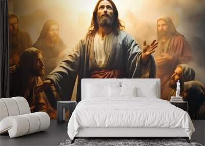 The Resurrection of Jesus Christ, New Testament, Old Covenant, resurrected on the third day, God, bible religion, faith in the savior of mankind . Wall mural