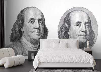 Benjamin Franklin cut from new and old 100 dollars banknote Wall mural