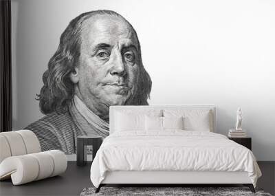 Benjamin Franklin cut on new 100 dollars banknote isolated on white background Wall mural