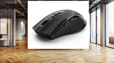 Black Bluetooth mouse on white background Wall mural