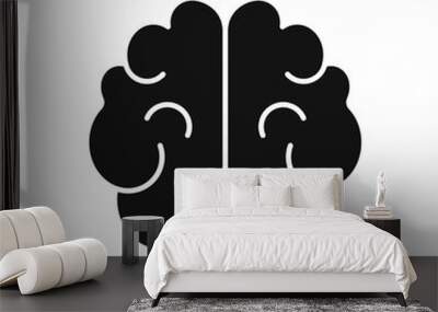 Black Human brain linear vector flat icon Wall mural