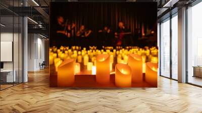 blurred symphonic orchestra on stage with lots of candles Wall mural