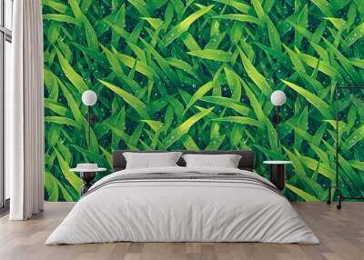 Close-up juicy seamless texture of 2D grass Wall mural