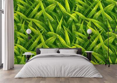 Close-up juicy seamless texture of 2D grass Wall mural