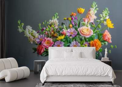 Floral gifts in vase or basket Wall mural