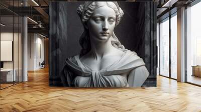 Ancient statue woman head. Plaster sculpture lady face - AI generative Wall mural