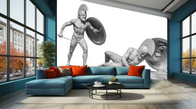 Gladiator statue isolated on white background. Roman sculpture of warriors. Wall mural