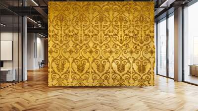 Gold ornamental pattern, wall background texture. Retro art decoration Wall mural