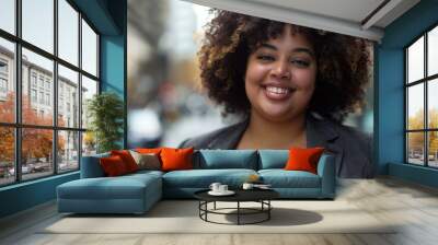 Portrait of young plus size woman Wall mural