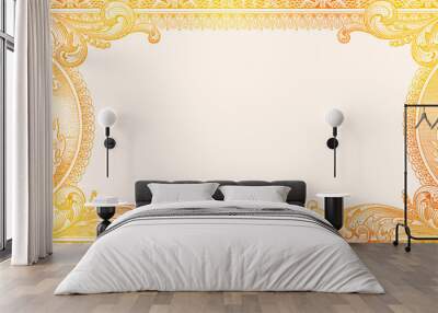 golden textured 1 U.S. dollar border with empty middle area Wall mural