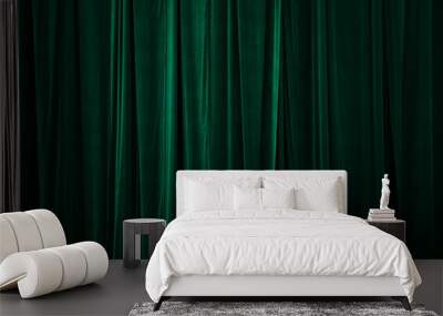 green curtain in theatre. Textured Wall mural