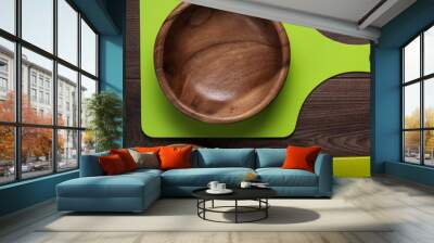 empty salad bowl and two spoons Wall mural