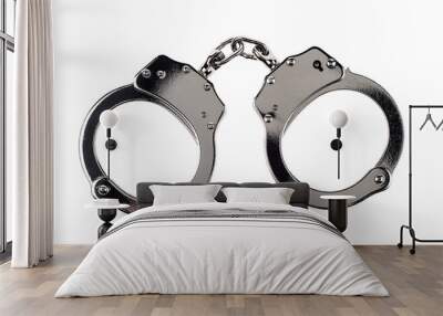 steel handcuffs isolated over white background Wall mural