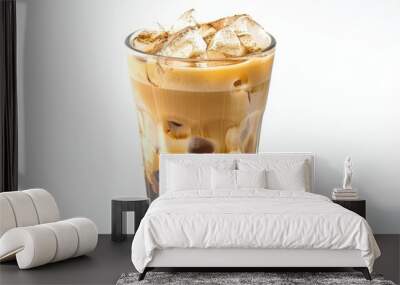 Iced espresso on white background Wall mural