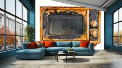 Isolated old microwave with background removed Wall mural