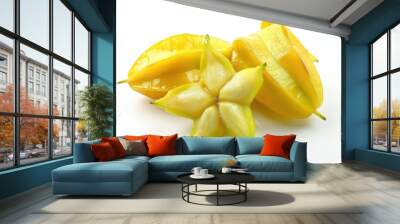 Isolated star fruit on white background healthy food option Wall mural