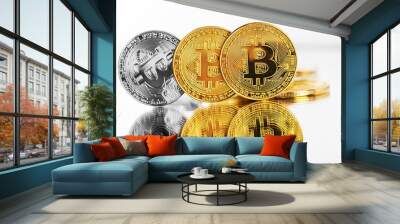 bitcoin isolated on a white background Wall mural