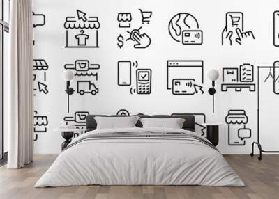 Online store. Shop Management Related Vector Line Icons. Editable Stroke Wall mural