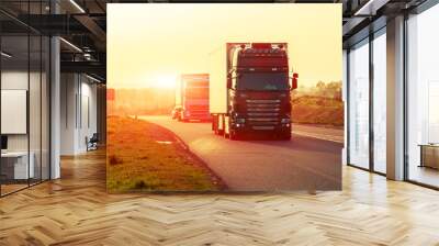 truck on a highway Wall mural