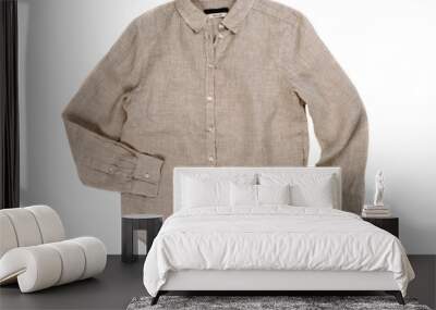 gray linen shirt. isolate on white Wall mural