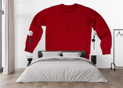 Red knitted sweater. Wall mural