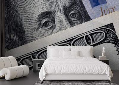 old 100 dollar banknote on new 100 dollar banknote Wall mural