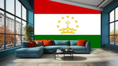 Tajikistan flag, official colors and proportion. Vector illustration. Wall mural