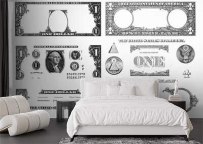 textured 1 us dollar banknote. elements Wall mural