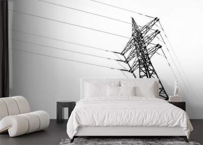 high voltage post or high voltage tower isolated on white background Wall mural