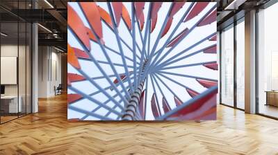 abstract red windmill on a blue sky background 2 Wall mural