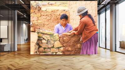 aymara bricklayers Wall mural