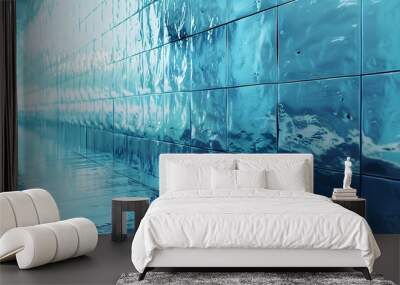 Blue glass wall with textured Wall mural