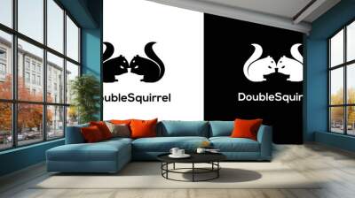 Simple, modern and attractive double squirrel logo Wall mural