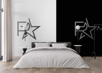 The initial logo of the letter R star icon is modern and cool Wall mural