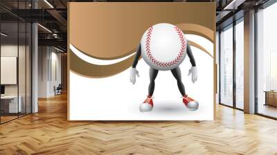 classy brown baseball cartoon character Wall mural