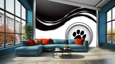 Paw print black wave background Wall mural