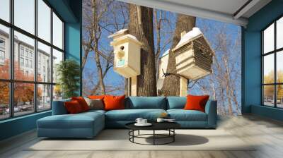 nesting boxes on a tree Wall mural