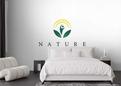 nature elements logo design concept. agriculture, gardening, nature logo design template for busines Wall mural