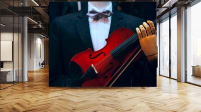 Robot in a tailcoat with a violin . Artificial intelligence classical music Wall mural